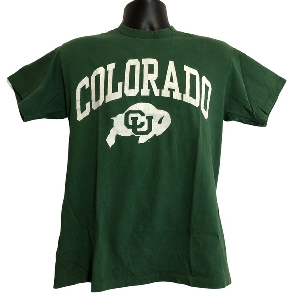 Vintage 90's Oneita Colorado Buffaloes Green Single Stitch Made in USA Shirt M - Picture 10 of 10